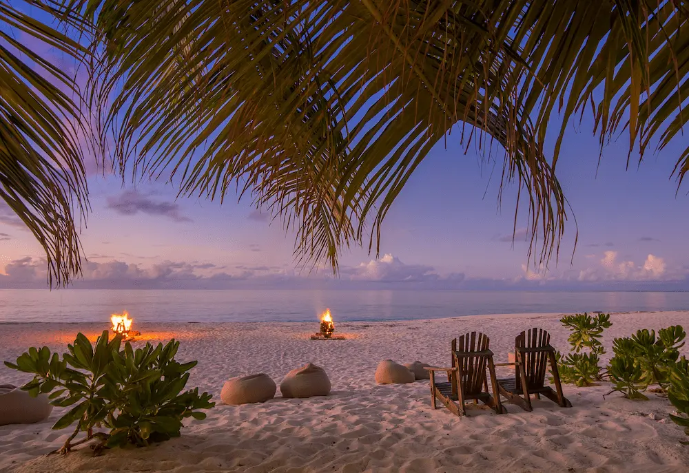 Denis Private Island_Creole Night beach Setting